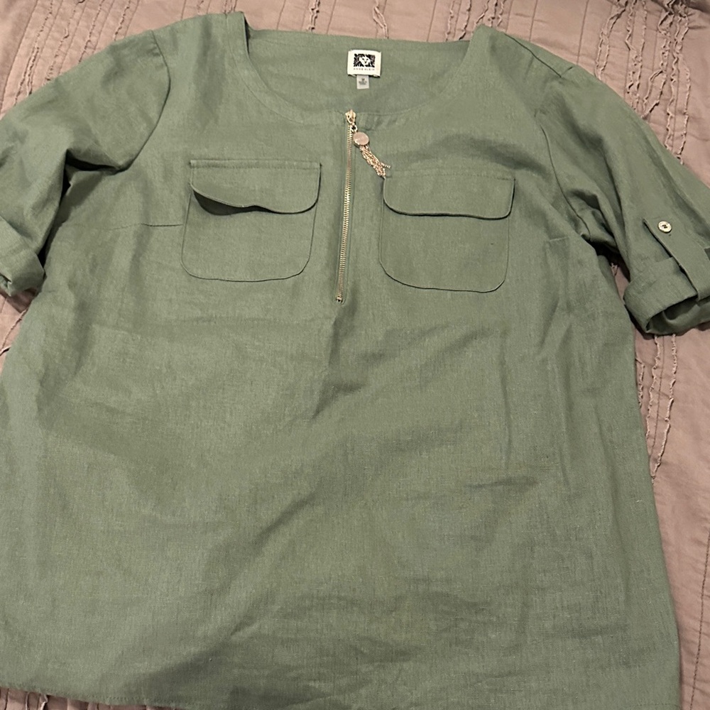 Anne Klein Sage Green Top